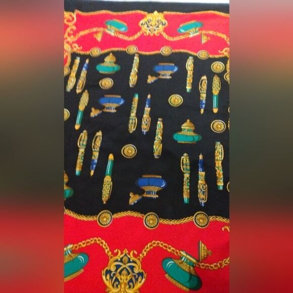 Vintage Black & Red Scarf Fountain Pen Ink Well Foulard Stylo - Picture 11 of 16